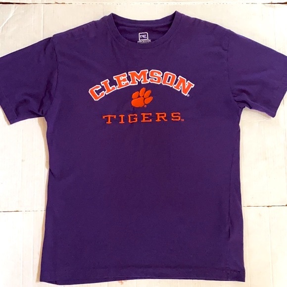 PROEDGE Clemson Tigers Men Purple/Orange Embroidered Short-Sleeve Tee - Picture 1 of 4